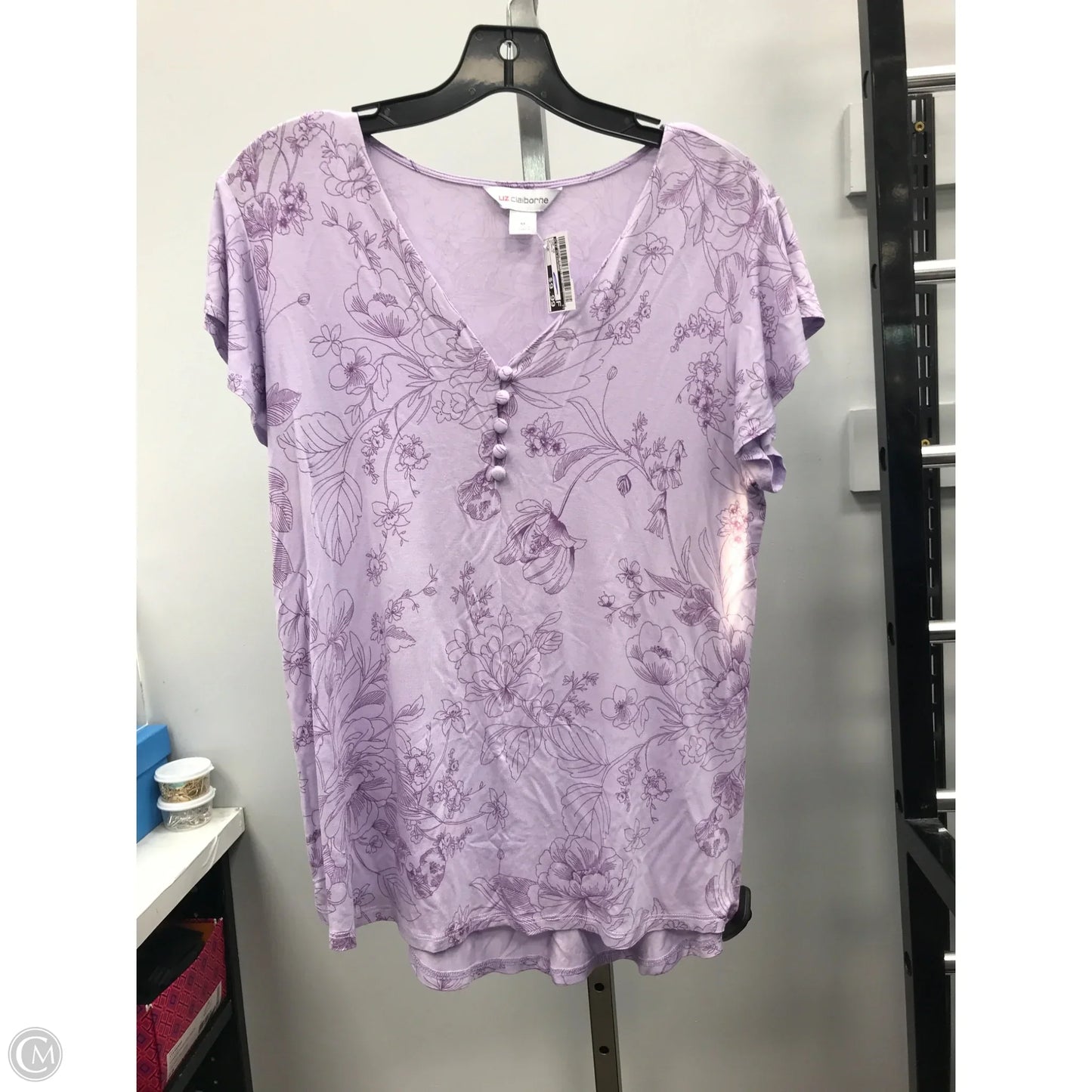 Top Short Sleeve By Liz Claiborne In Purple, Size: M