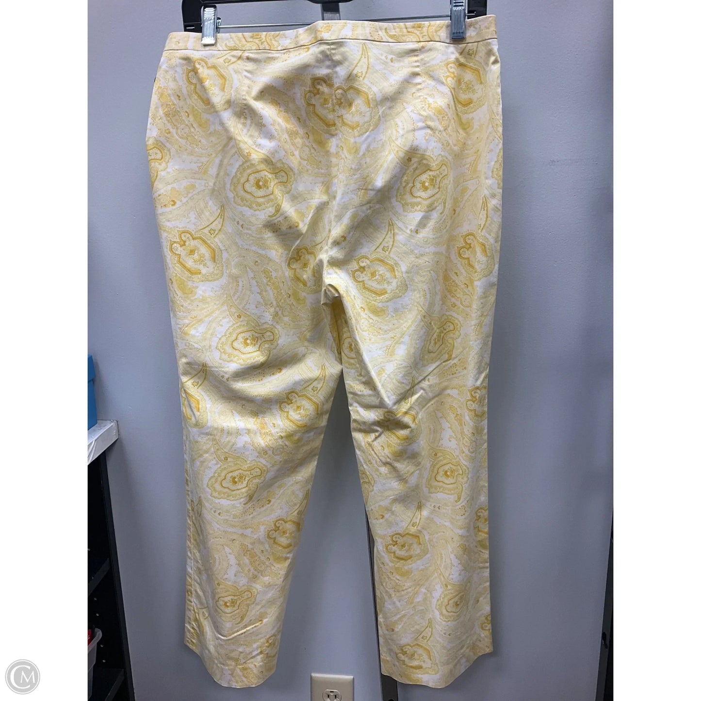 Pants Cropped By J. Crew In White & Yellow, Size: 8