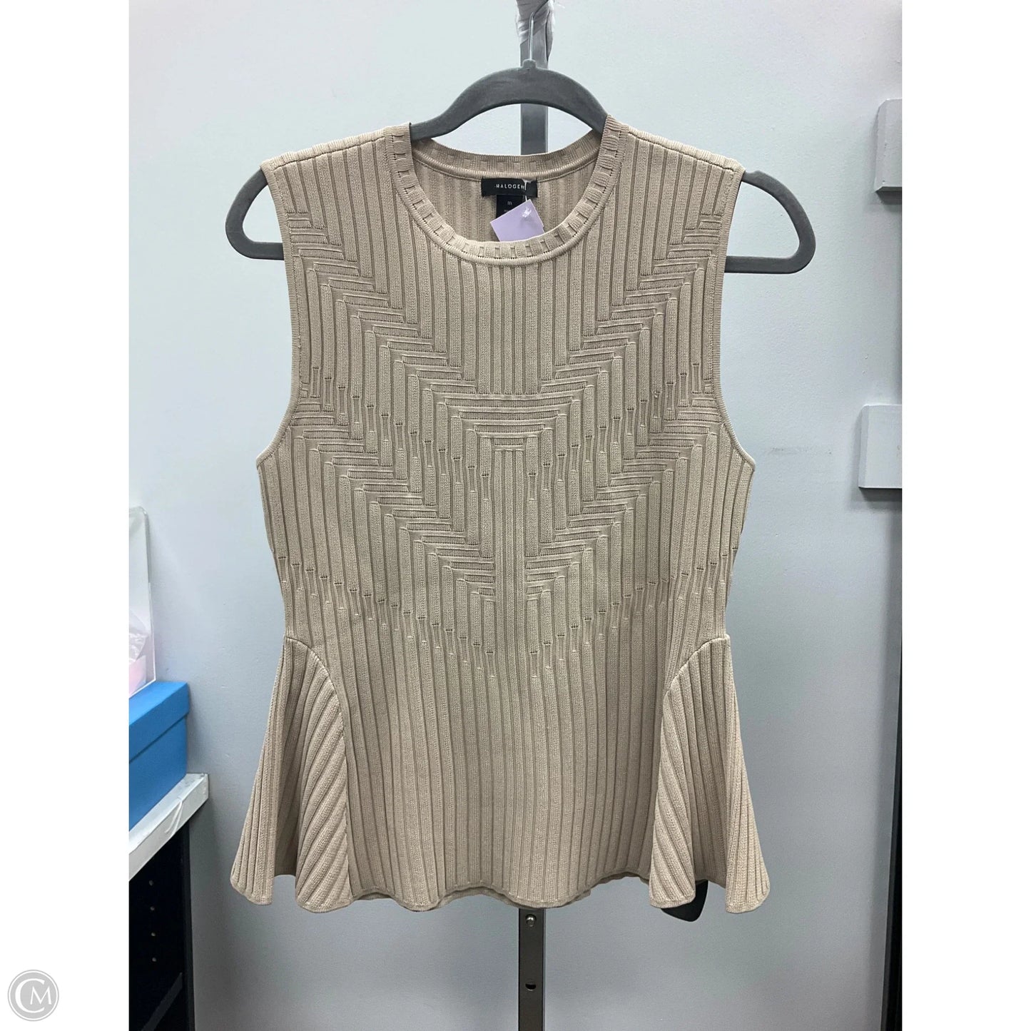 Top Sleeveless By Halogen In Taupe, Size: M
