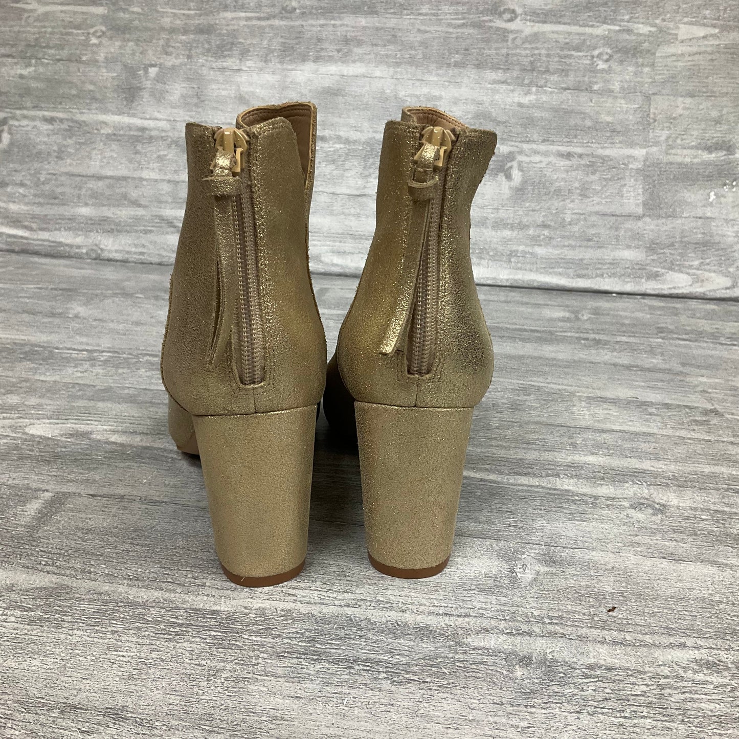 Boots Ankle Heels By Aldo In Gold, Size: 7.5