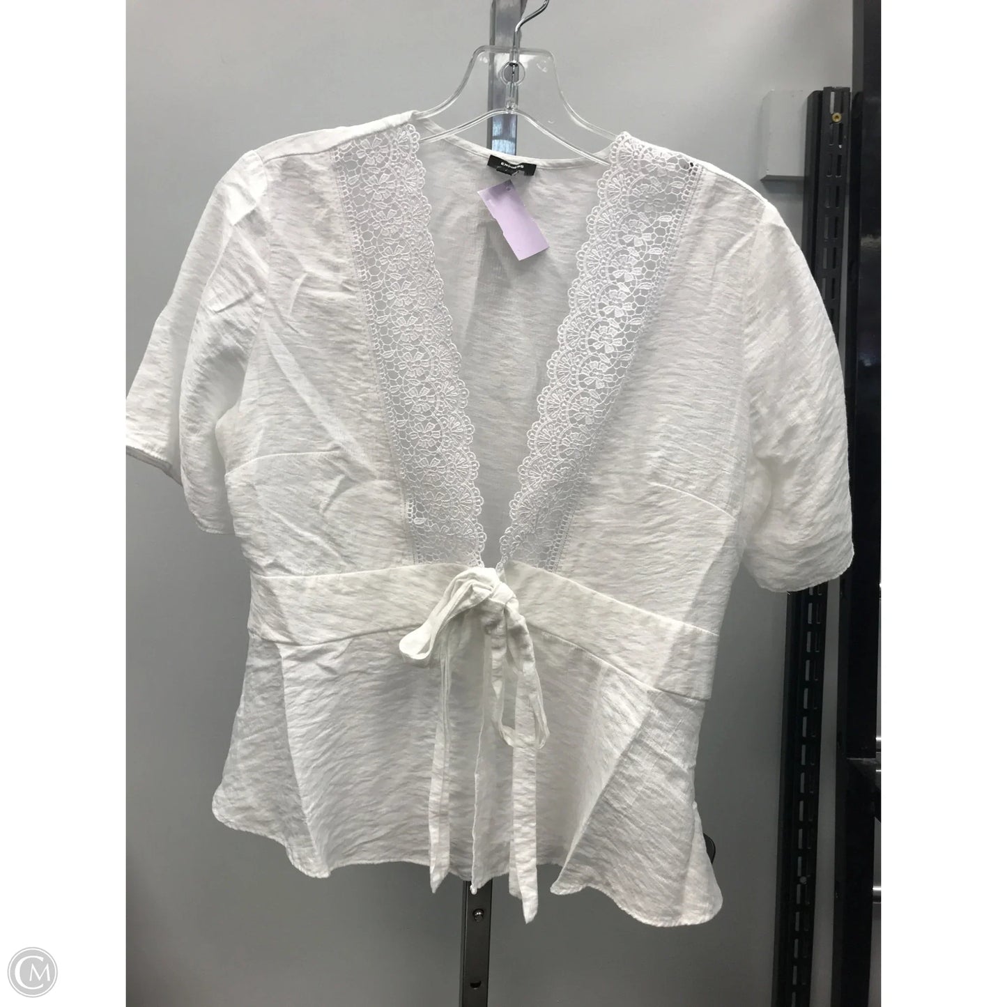 Top Short Sleeve By Express In White, Size: S