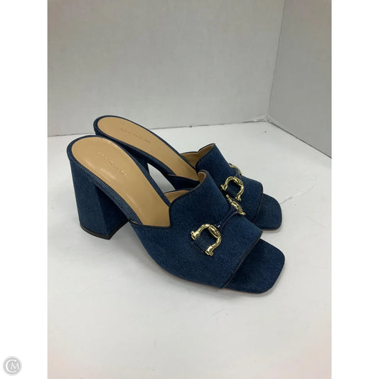 Sandals Heels Block By Ann Taylor In Blue Denim, Size: