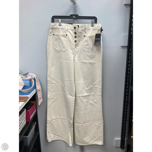 Jeans Wide Leg By Lauren By Ralph Lauren In Cream Denim, Size: 8