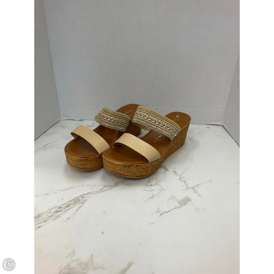 Sandals Heels Wedge By Toscanella In Gold, Size: 9