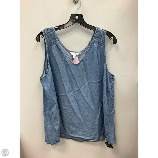 Top Sleeveless By Time And Tru In Blue Denim, Size: L