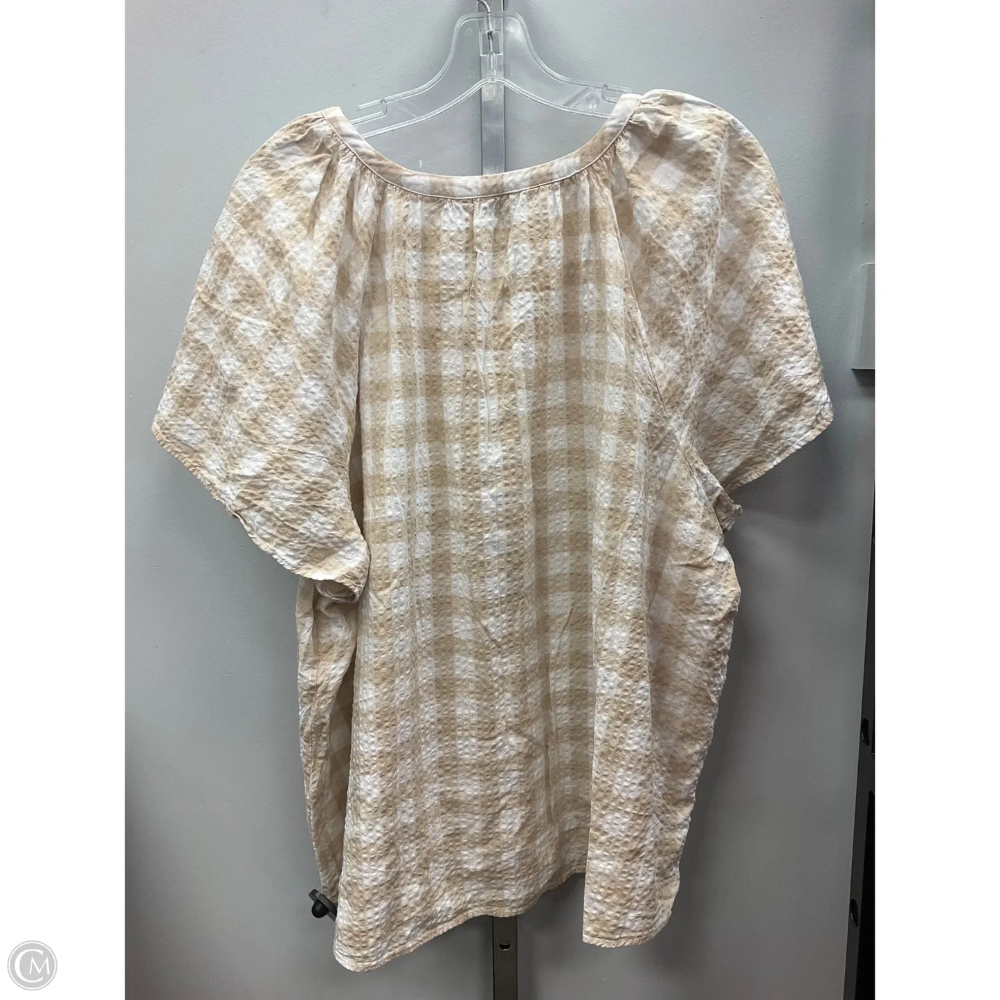 Top Short Sleeve By Sonoma In Checkered Pattern, Size: 2x