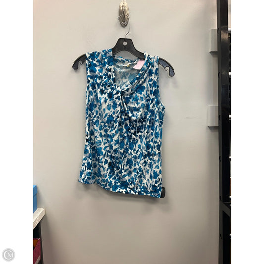 Top Sleeveless By Calvin Klein In Blue & White, Size: S