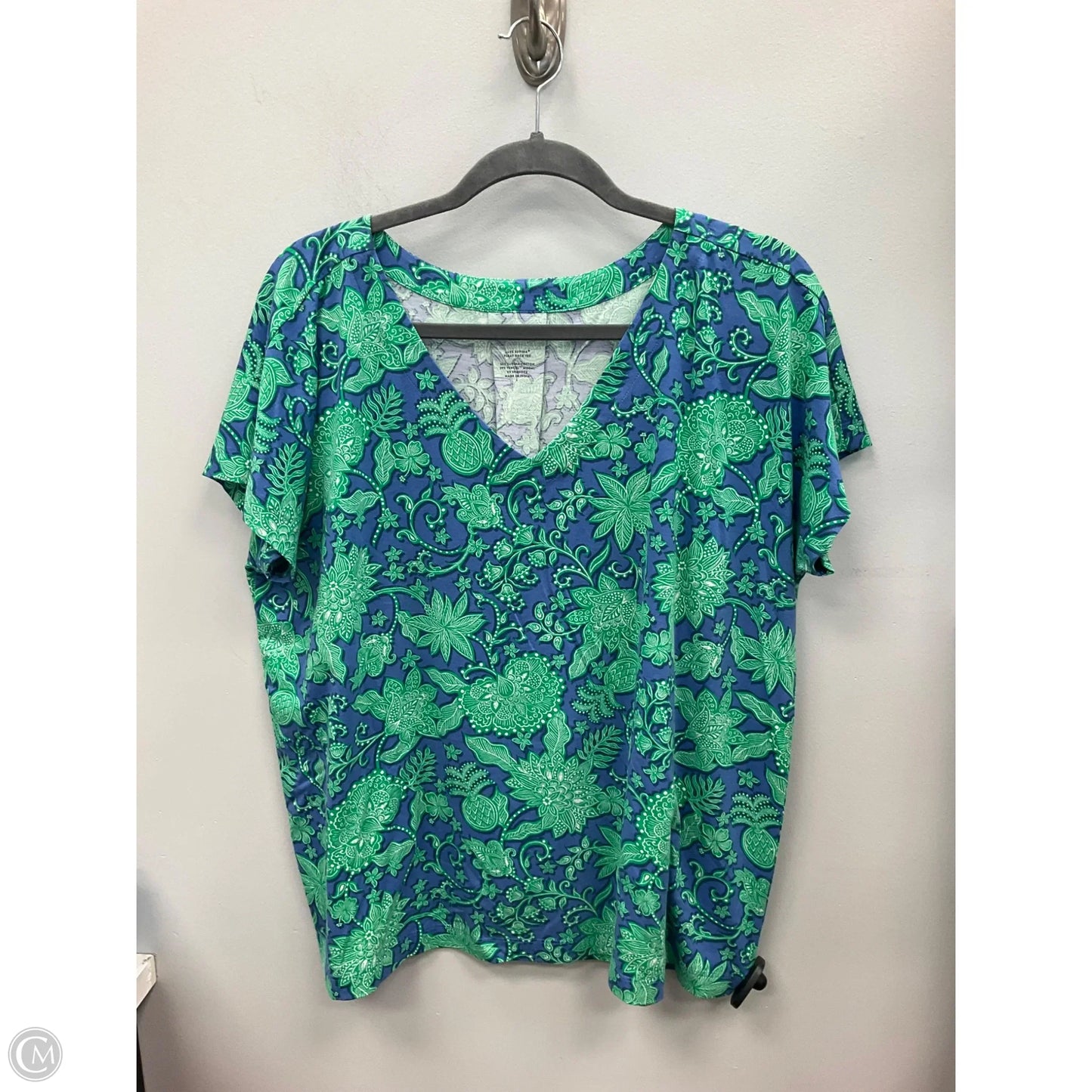 Top Short Sleeve By J. Jill In Blue & Green, Size: L