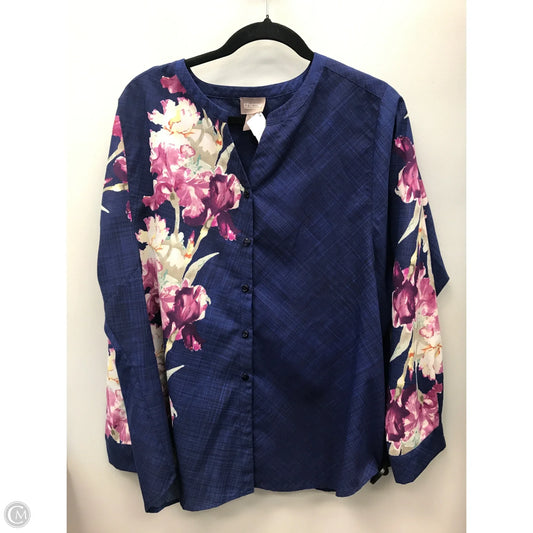 Top Long Sleeve By Chicos In Blue & Purple, Size: Xl