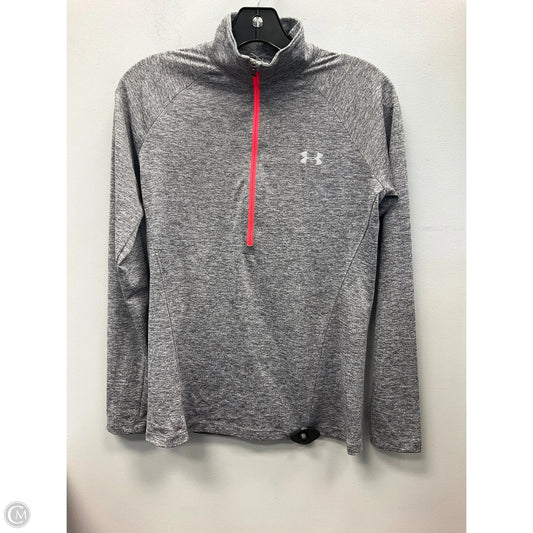 Athletic Top Long Sleeve Collar By Under Armour In Grey, Size: S