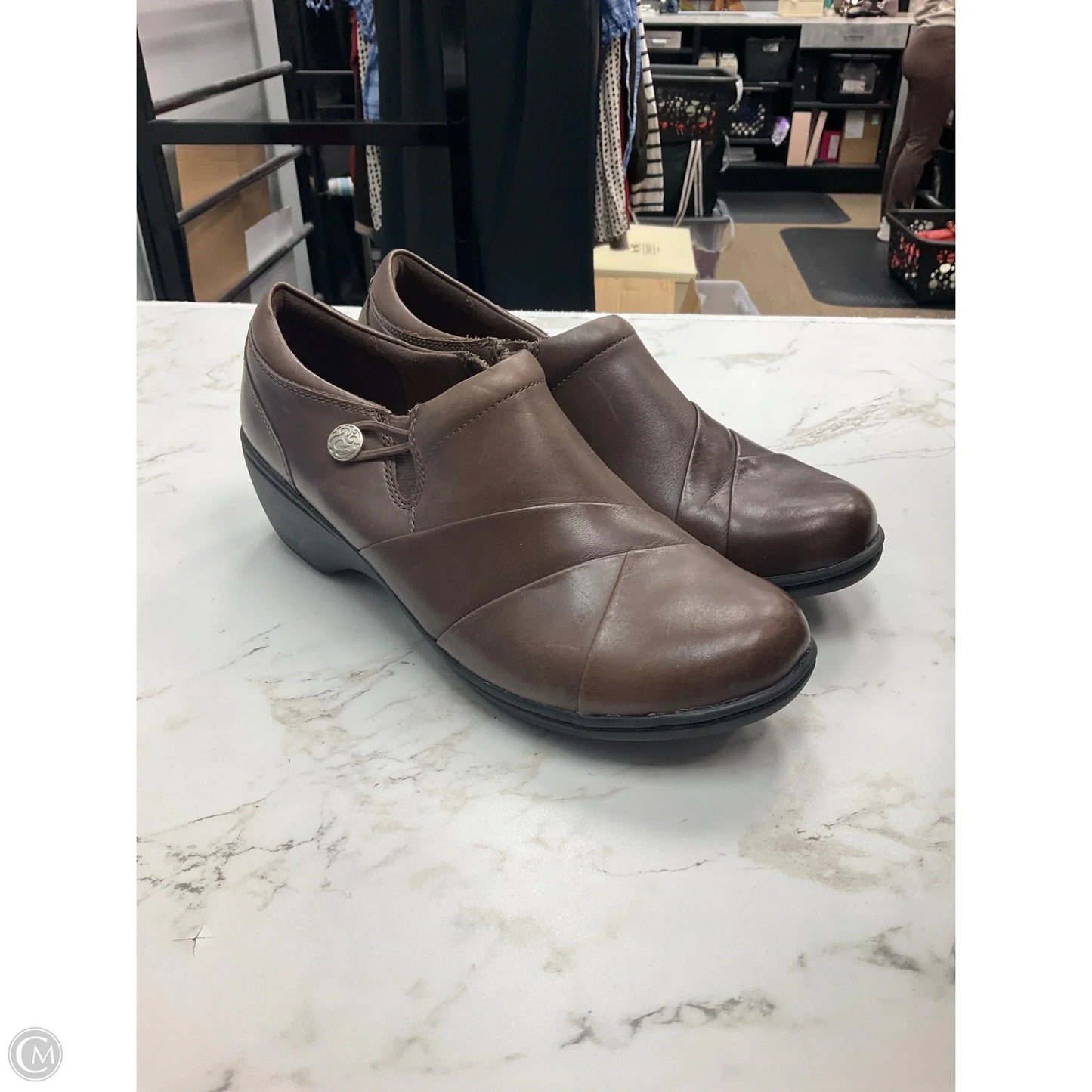 Shoes Heels Block By Clarks In Brown, Size: 10