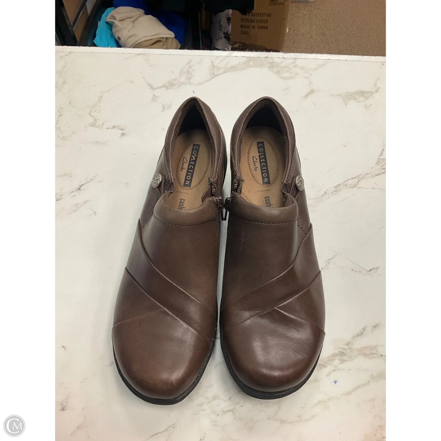 Shoes Heels Block By Clarks In Brown, Size: 10