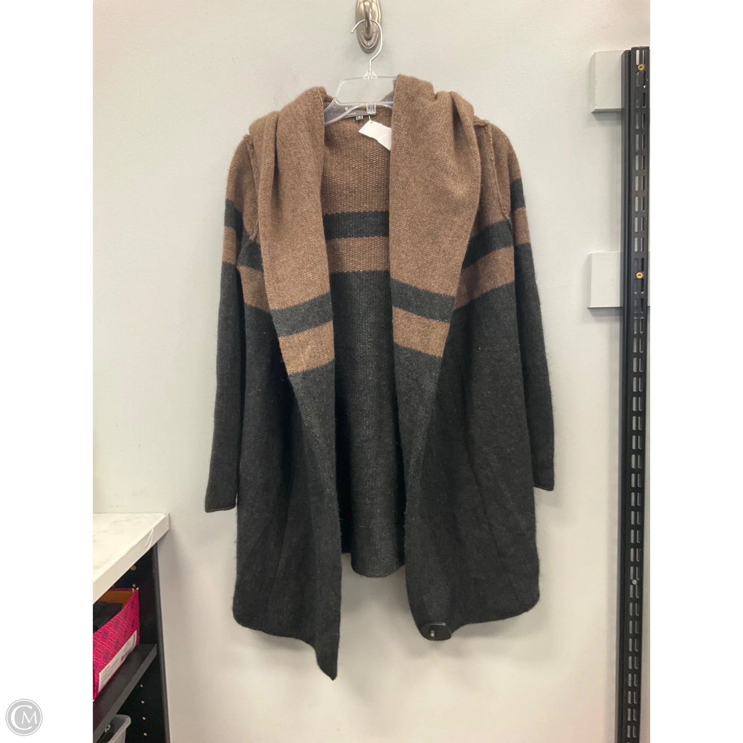 Sweater Cardigan By Vince In Brown & Grey, Size: S