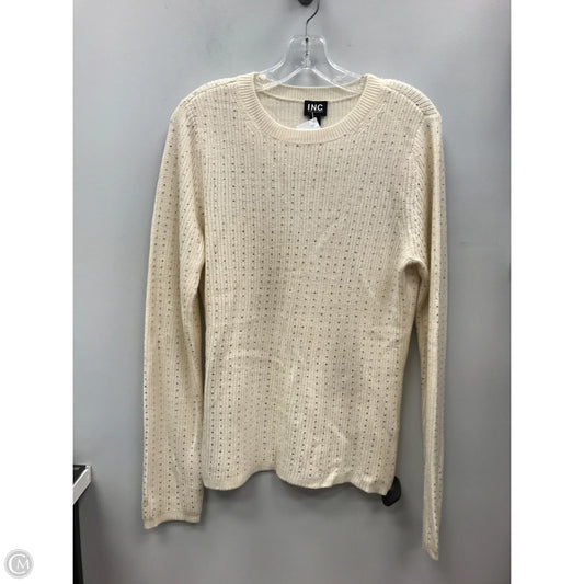Sweater By Inc In Cream & Silver, Size: L