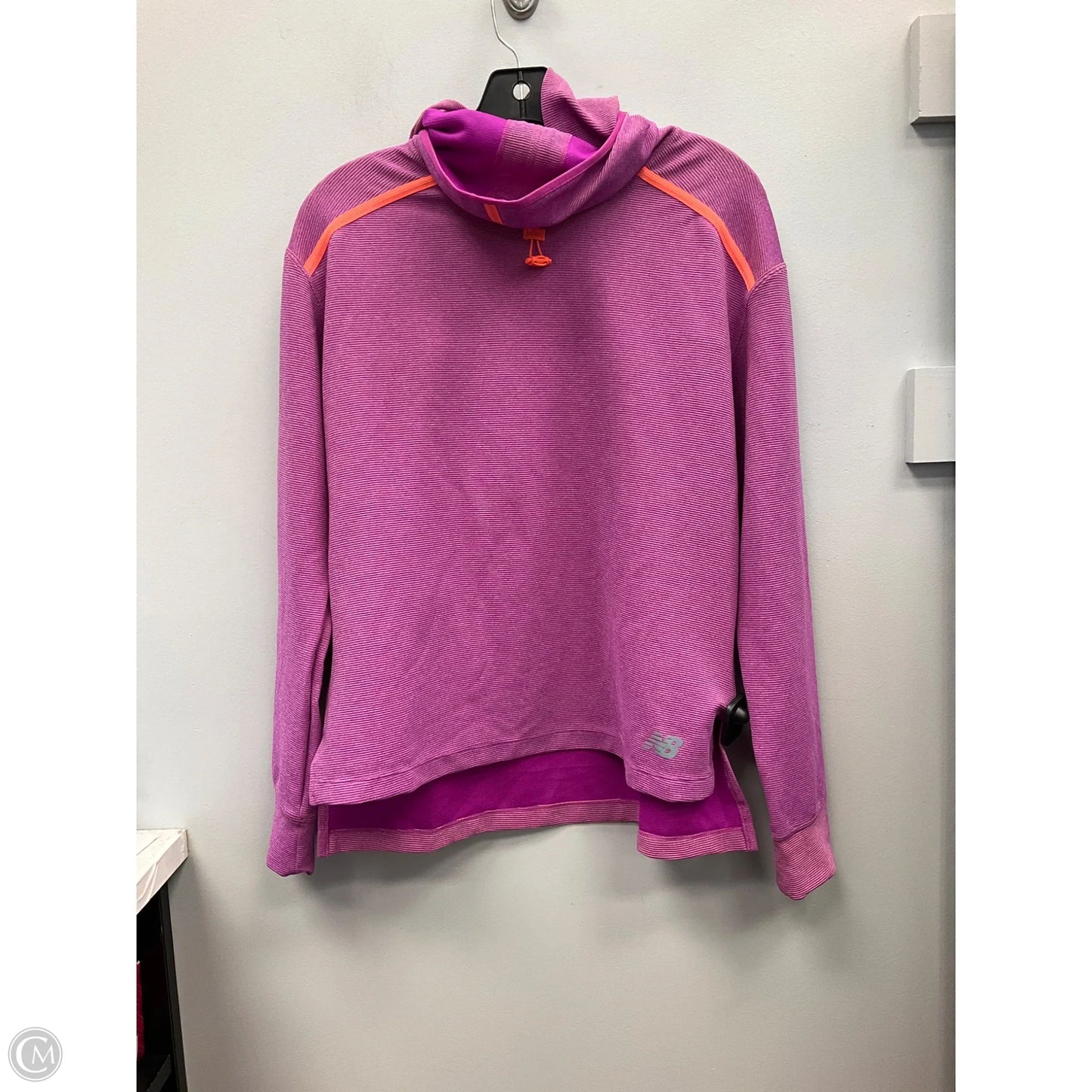 Athletic Top Long Sleeve Hoodie By New Balance In Orange & Pink, Size: M