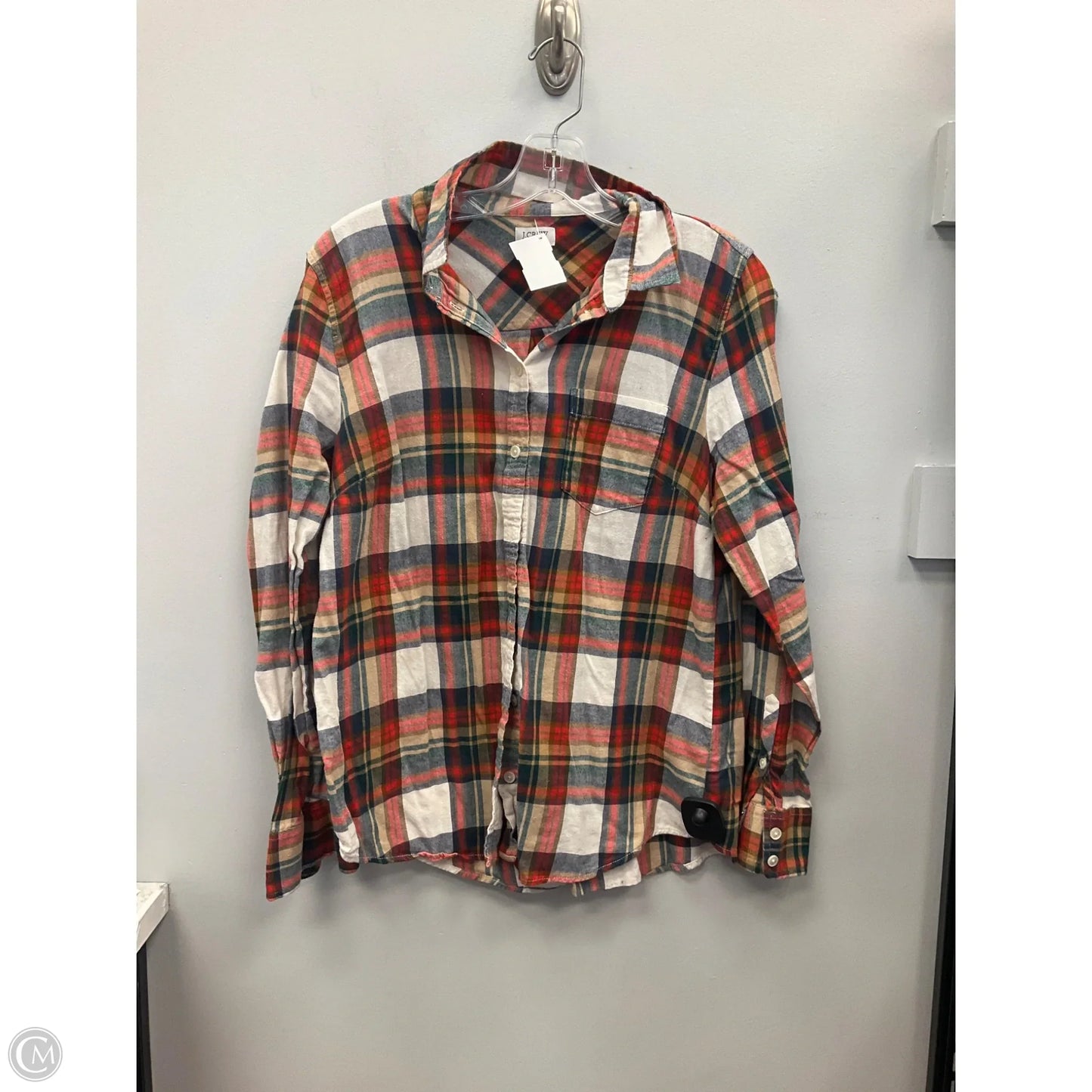 Top Long Sleeve By J. Crew In Plaid Pattern, Size: M