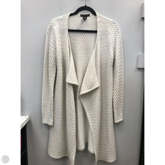 Sweater Cardigan By Design History In Silver & White, Size: S