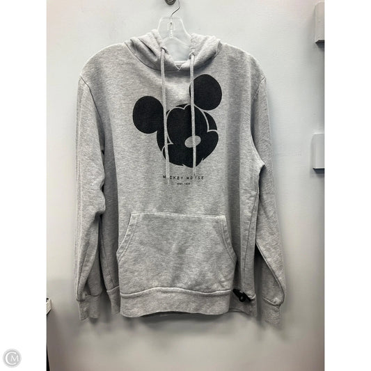 Sweatshirt Hoodie By Disney In Grey, Size: L