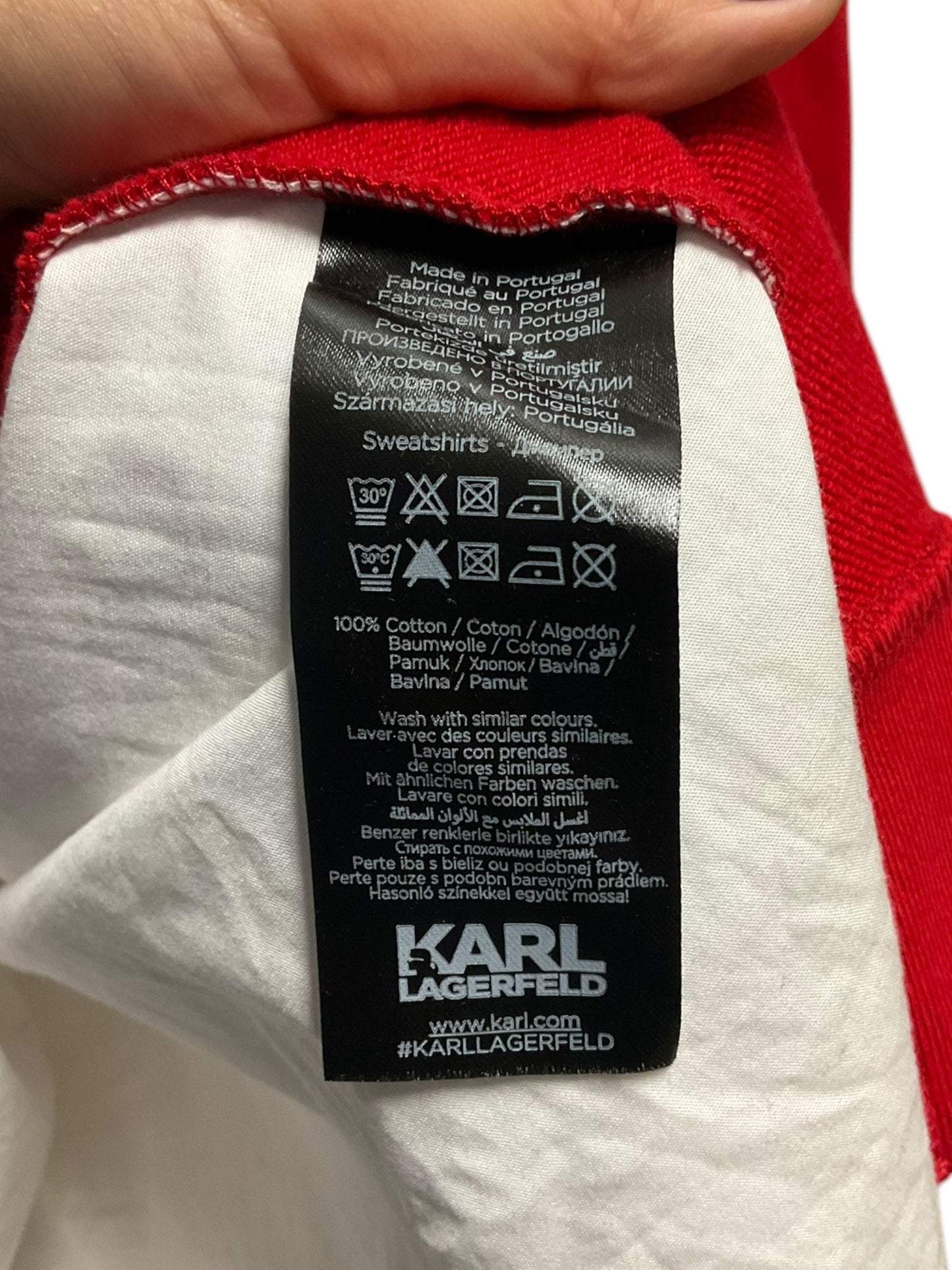 Sweatshirt Designer By Karl Lagerfeld In Red & White, Size: Mp