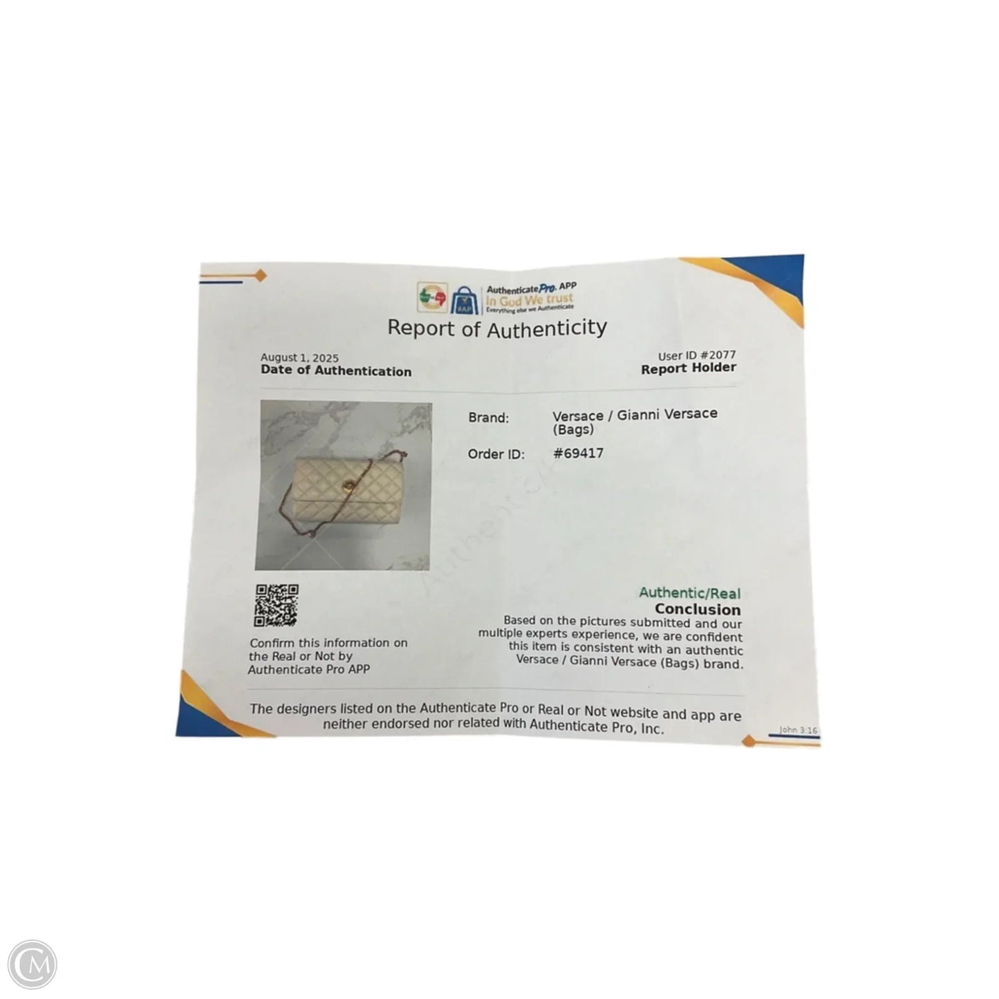 Crossbody Luxury Designer By Versace, Size: Large