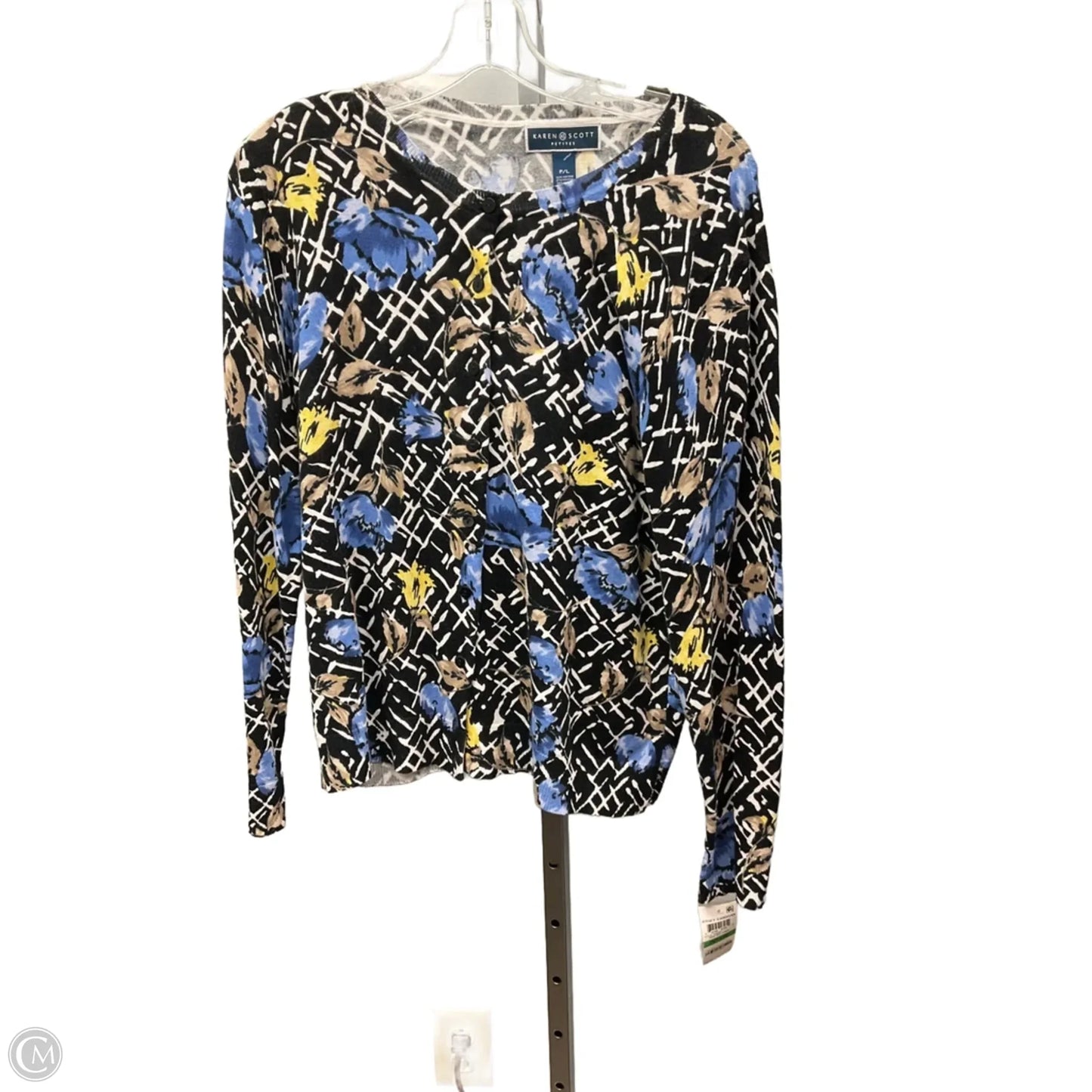 Cardigan By Karen Scott In Floral Print, Size: Lp