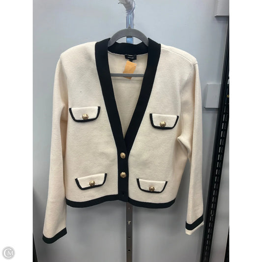 Sweater Cardigan By Express In Black & Cream, Size: Xl