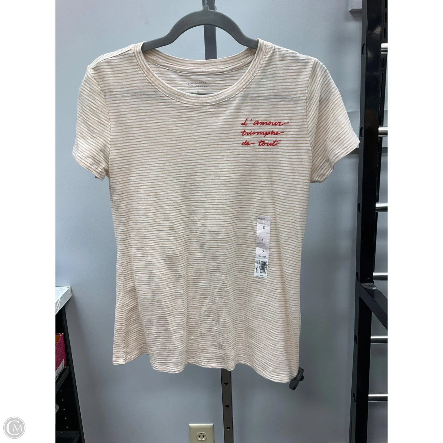 Top Short Sleeve By Lc Lauren Conrad In Striped Pattern, Size: S