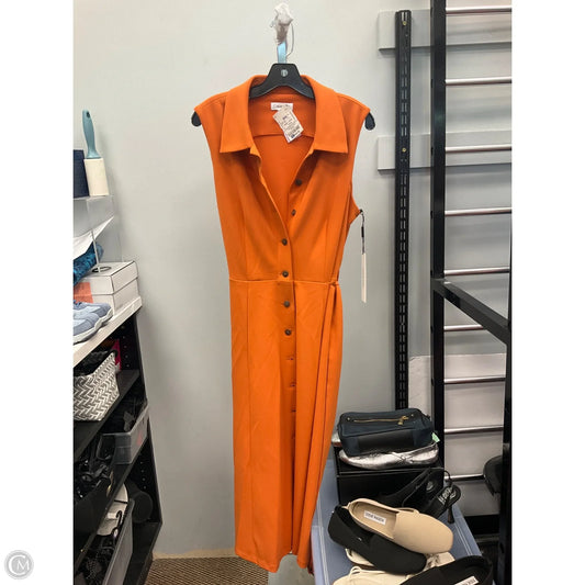 Dress Casual Midi By Calvin Klein In Orange, Size: 12