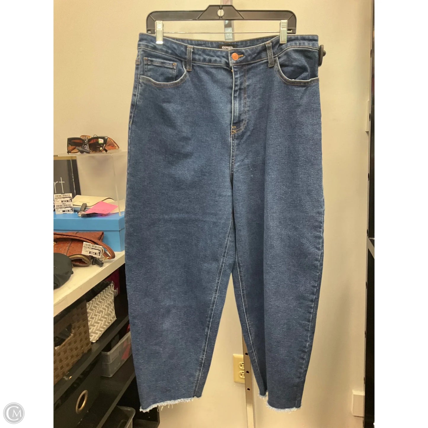 Jeans Wide Leg By Express In Blue Denim, Size: 16