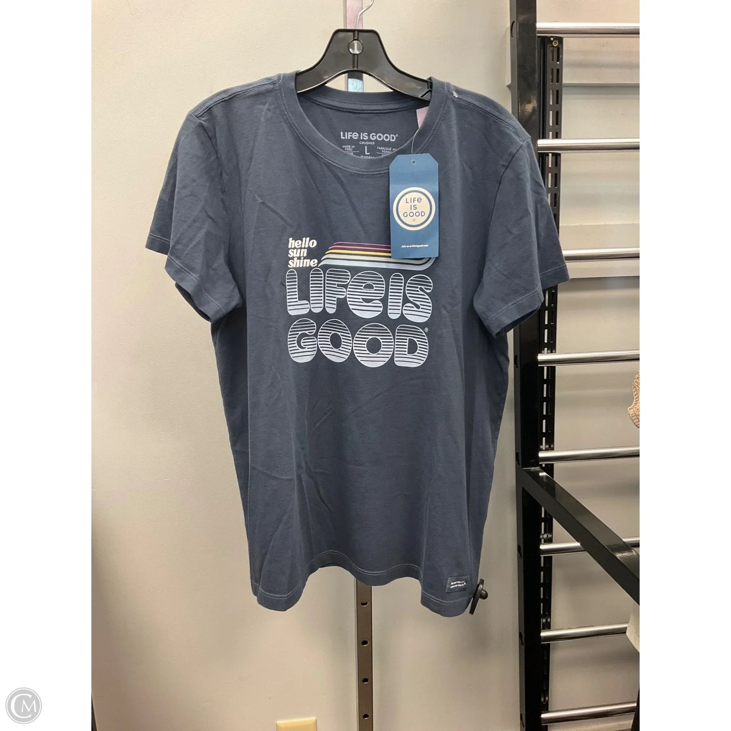 Top Short Sleeve By Life Is Good In Blue, Size: L