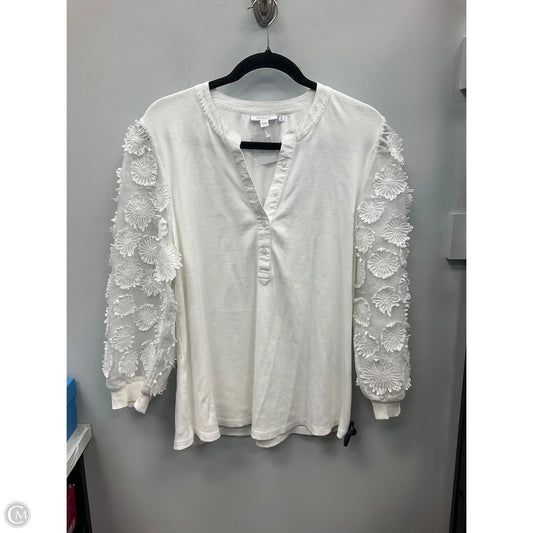 Top Long Sleeve By Chicos In White, Size: Xl