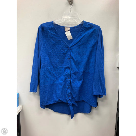 Top 3/4 Sleeve By Chicos In Blue, Size: Xl