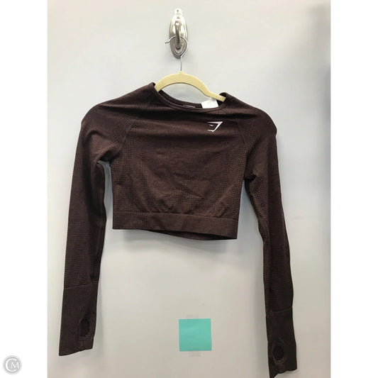 Athletic Top Long Sleeve Crewneck By Gym Shark In Brown, Size: S
