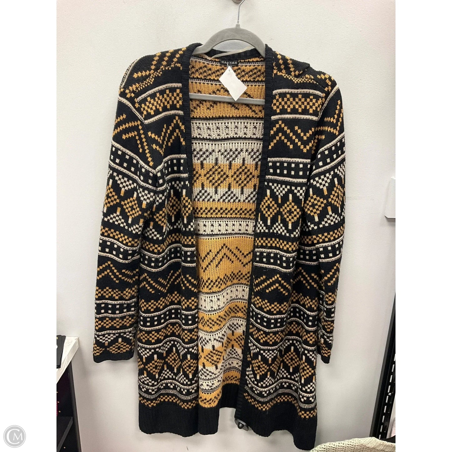 Sweater Cardigan By Hannah In Black & Brown, Size: M