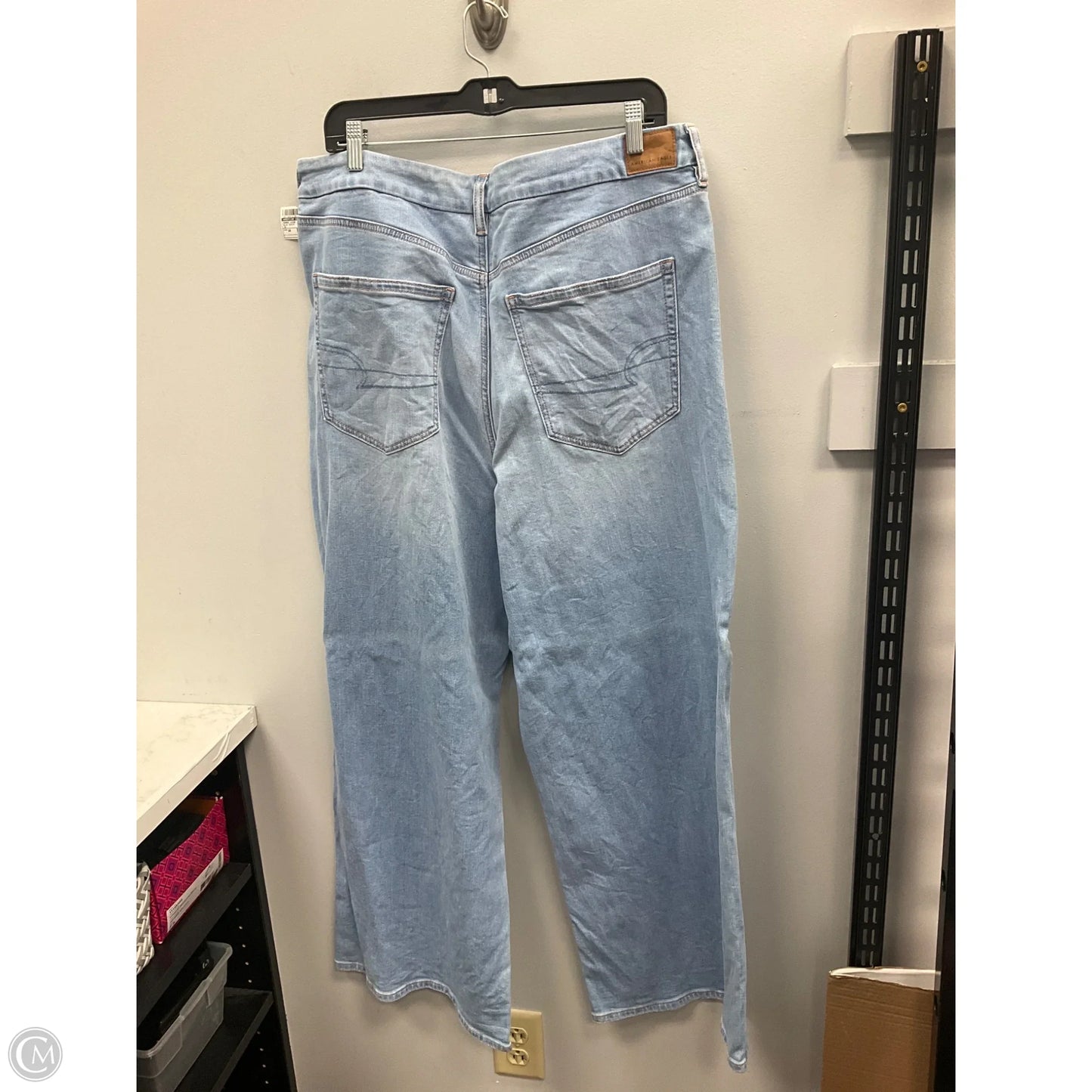 Jeans Wide Leg By American Eagle In Blue Denim, Size: 18