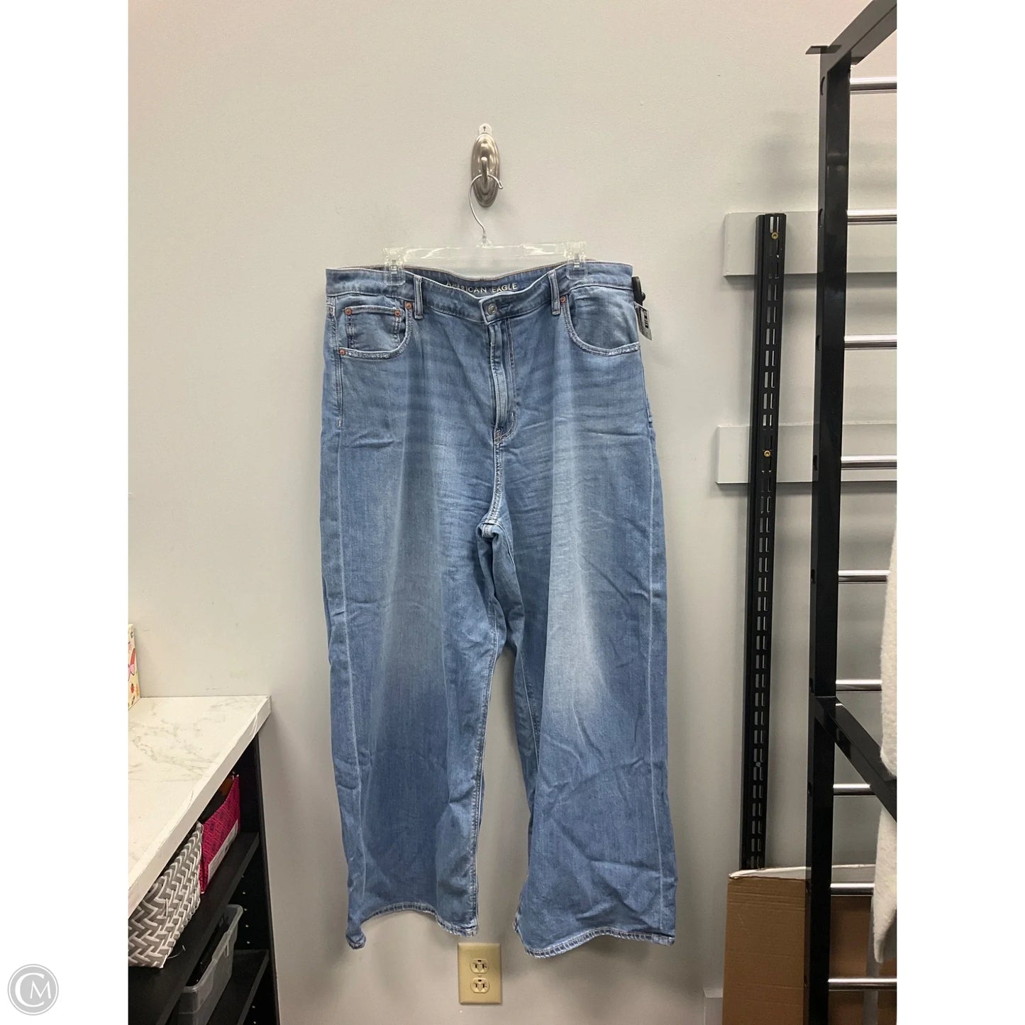 Jeans Wide Leg By American Eagle In Blue Denim, Size: 18