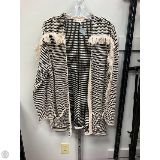 Sweater Cardigan By Knox Rose In Black & Cream, Size: L
