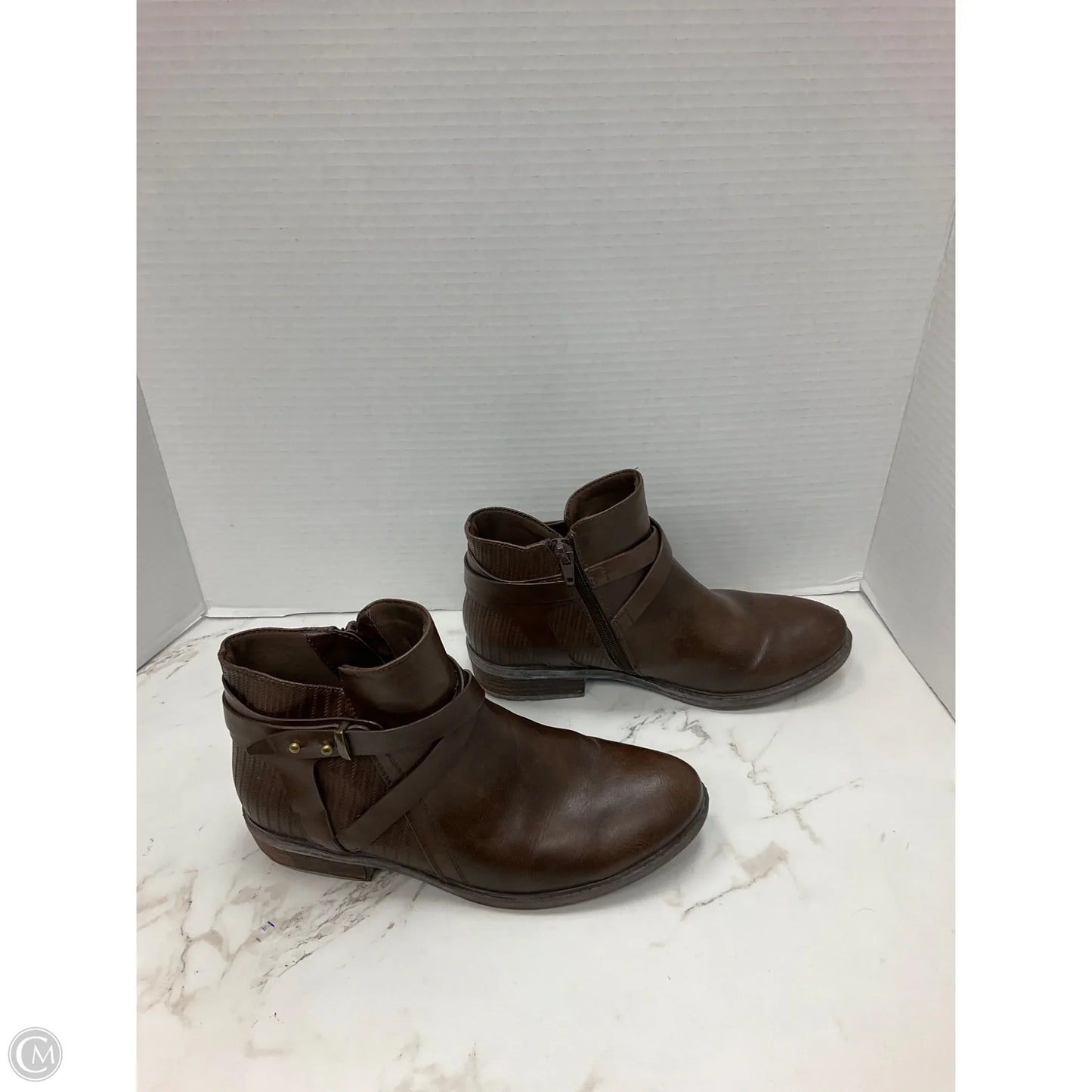 Boots Ankle Heels By Bare Traps In Brown, Size: 7.5