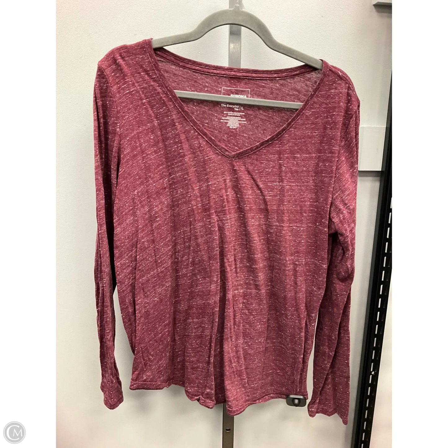 Top Long Sleeve Basic By Sonoma In Red, Size: L