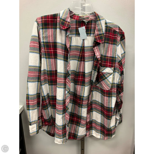 Top Long Sleeve By Eddie Bauer In Plaid Pattern, Size: L
