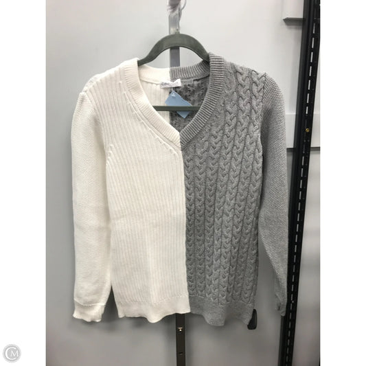 Sweater By Calvin Klein In Grey & White, Size: M