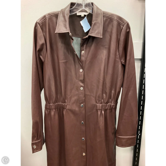 Dress Casual Midi By Calvin Klein In Brown, Size: M