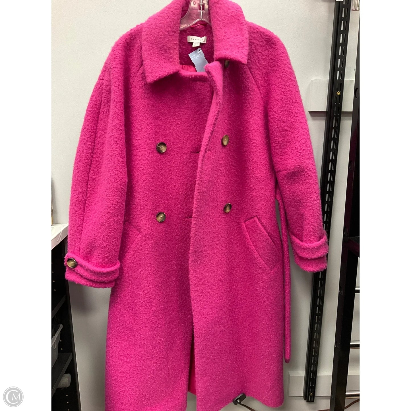 Coat Wool By Top Shop In Pink, Size: 6