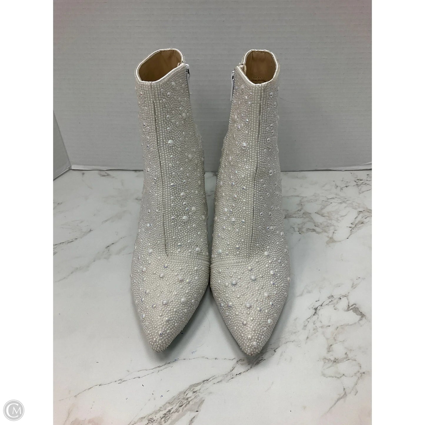 Boots Ankle Heels By Betsey Johnson In White, Size: 9