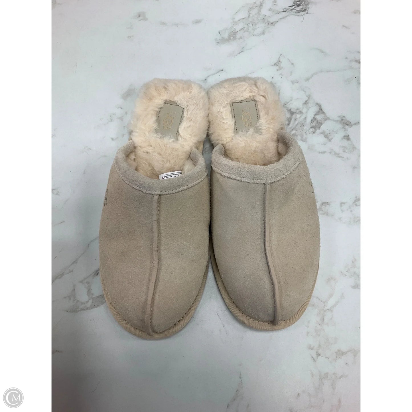 Slippers Designer By Ugg In Beige, Size: 7