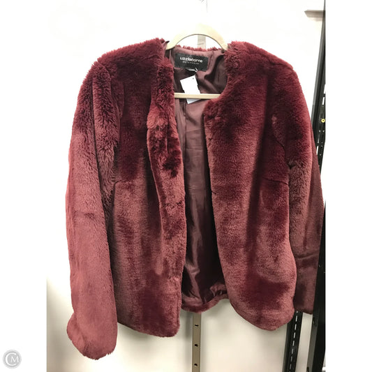 Coat Faux Fur & Sherpa By Liz Claiborne In Maroon, Size: L