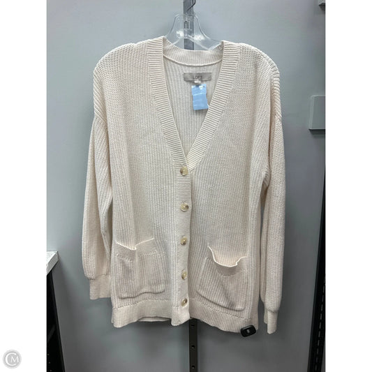 Sweater Cardigan By Loft In Cream, Size: Xl