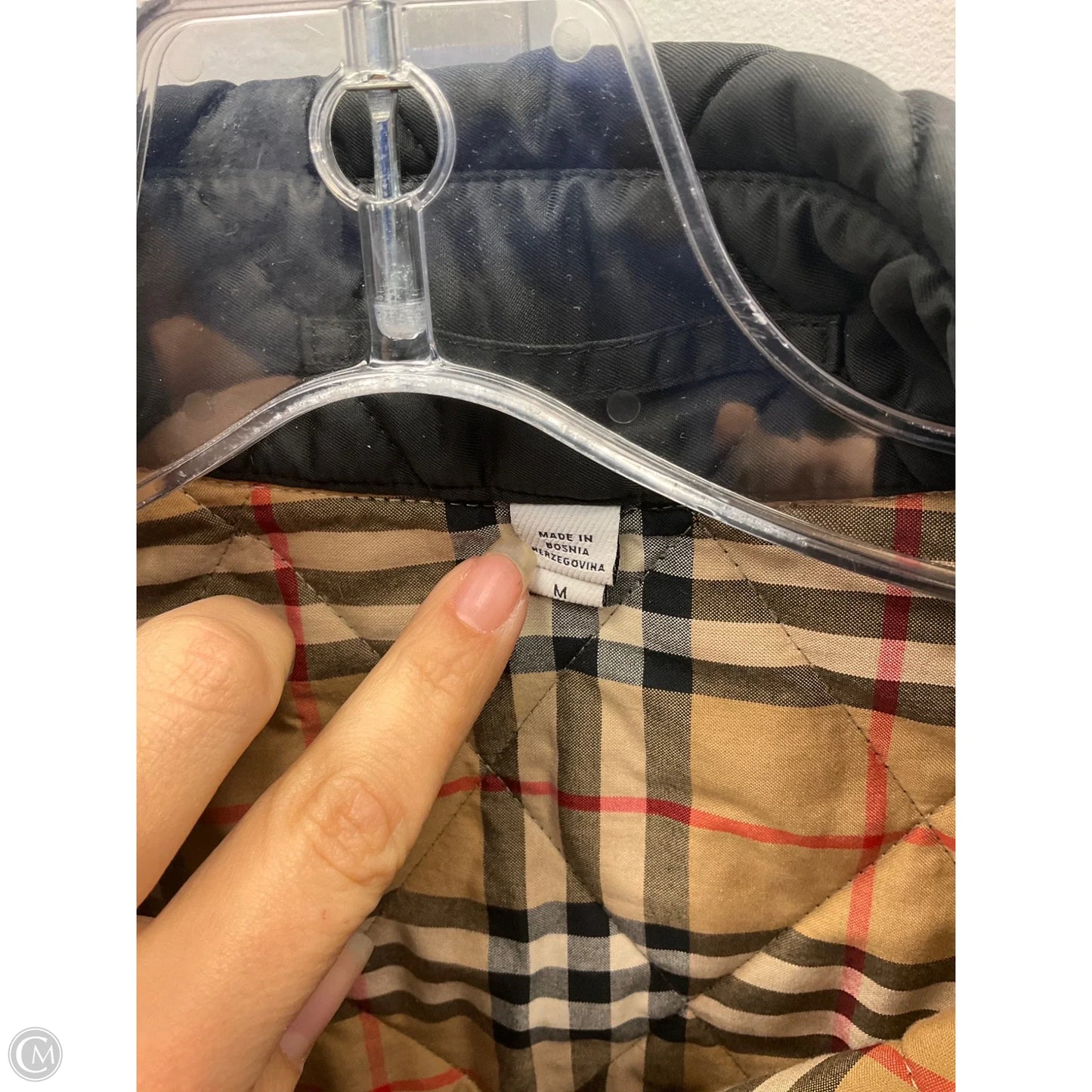 Jacket Luxury Designer By Burberry In Black, Size: M