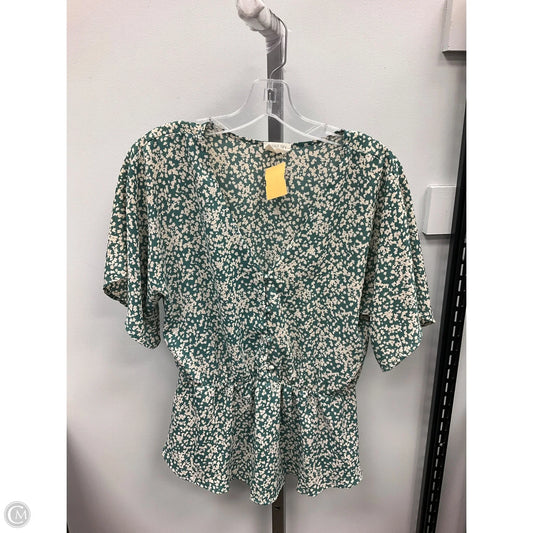 Top Short Sleeve By Sienna Sky In Green & Tan, Size: L
