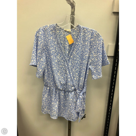 Top Short Sleeve By Sienna Sky In Blue & White, Size: L